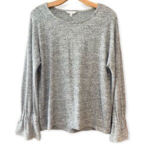 Lucky Brand S Heathered Gray BOHO Soft Bell Sleeves Sweater